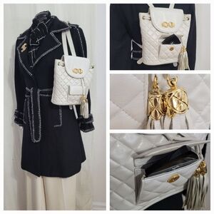 Quilted LEATHER Backpack with Gold Accents